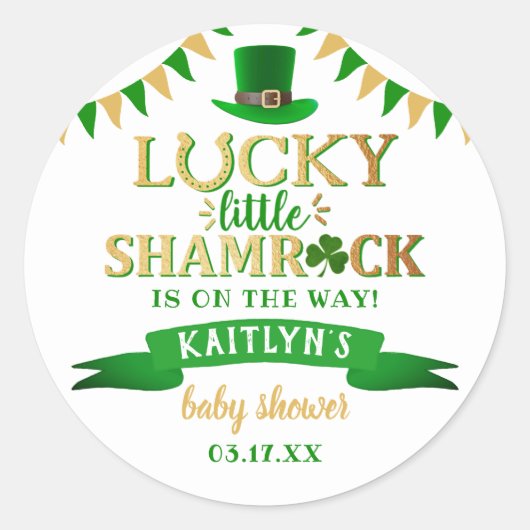 Little Shamrock St. Patrick's Day Baby shower Ronde Sticker (Voorkant)