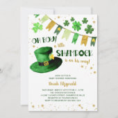 Little Shamrock St Patricks Day Oh Boy Baby shower Kaart (Voorkant)