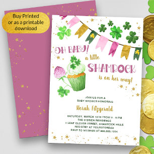 Little Shamrock St Patricks Girl Oh Baby shower Kaart