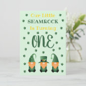 Little Shamrock Turning One Gnomen Kaart (Staand voorkant)