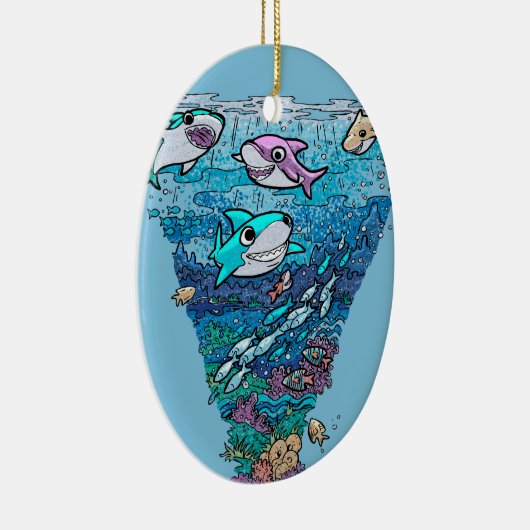 Little Shark Doodle Keramisch Ornament (Rechts)