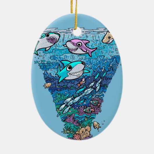 Little Shark Doodle Keramisch Ornament (Achterkant)