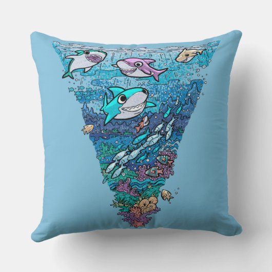 Little Shark Doodle Kussen (Achterkant)