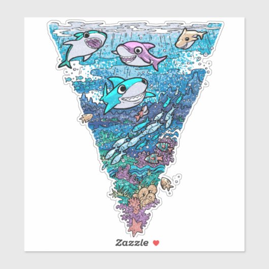 Little Shark Doodle Square Sticker (Vel)