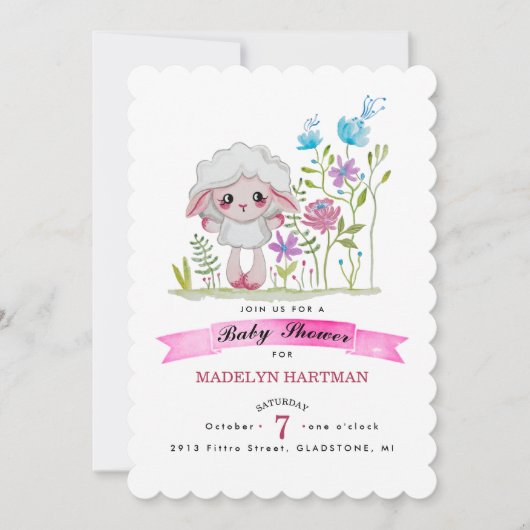 Little sheep in watercolor kaart (Voorkant)