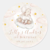 Little Sheep Lamb Dreamy Star Baby Eerste Verjaard Ronde Sticker (Voorkant)