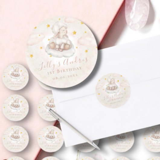 Little Sheep Lamb Dreamy Star Baby Eerste Verjaard Ronde Sticker