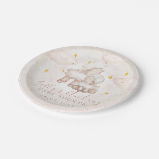 Little Sheep Lamb Dreamy stars Baby shower Papieren Bordje (Gekanteld)