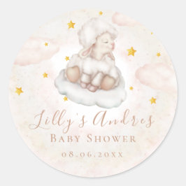 Little Sheep Lamb Dreamy stars Baby shower Ronde Sticker