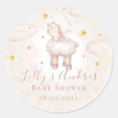 Little Sheep Lamb Dreamy stars Baby shower Ronde Sticker (Voorkant)