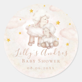 Little Sheep Lamb Dreamy stars Baby shower Ronde Sticker