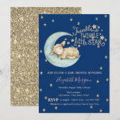 Little Sheep, Moon, Glitter Twinkle Star Baby show Kaart (Voorkant / Achterkant)