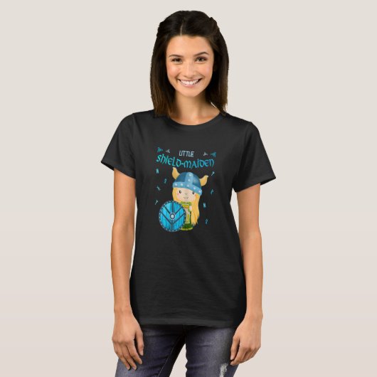 Little Shield-Maiden Lagertha's Shield Girl Norse T-shirt (Voorkant volledig)