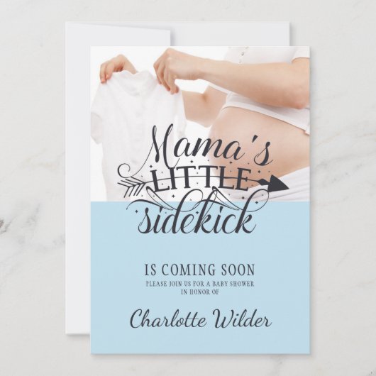 Little Sidetrap Baby Bump Blue Boy Baby shower Inv Kaart (Voorkant)