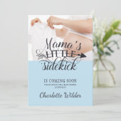Little Sidetrap Baby Bump Blue Boy Baby shower Inv Kaart (Staand voorkant)