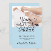 Little Sidetrap Baby Bump Blue Boy Baby shower Inv Kaart (Voorkant / Achterkant)