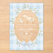 Little Silly Goose Baby Shower Blue Gingham Acryl Uitnodigingen (Voorkant)