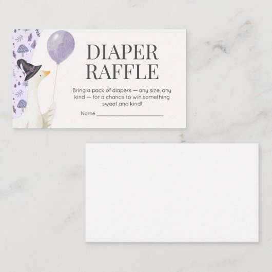 Little Silly Goose Baby Shower Diaper Raffle Informatiekaartje (Voorkant / Achterkant)