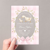 Little Silly Goose Baby Shower Pink Gingham Acryl Uitnodigingen (Insitu (Draagbaar))