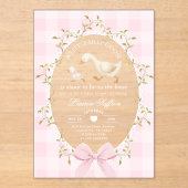 Little Silly Goose Baby Shower Pink Gingham Acryl Uitnodigingen (Voorkant)
