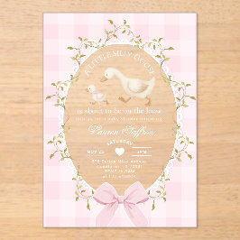 Little Silly Goose Baby Shower Pink Gingham Acryl Uitnodigingen