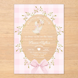 Little Silly Goose Baby Shower Pink Gingham Acryl Uitnodigingen