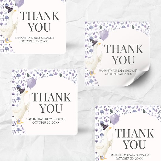 Little Silly Goose Baby Shower Vierkante Sticker