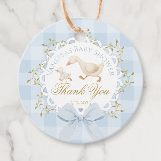 Little Silly Goose Blue Baby Shower Thank you Bedankjes Labels (Voorkant)