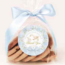 Little Silly Goose Blue Baby Shower Thank you Ronde Sticker