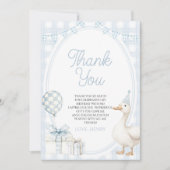 Little Silly Goose Blue Birthday Party Bedankkaart (Voorkant)