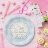 Little Silly Goose Blue Gingham Baby Shower Papieren Bordje (Feest)