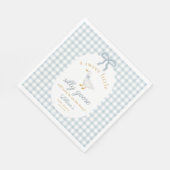 Little Silly Goose Bow Baby Shower Blue Gingham Servet (Hoek)