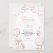 Little Silly Goose Pink Birthday Party Bedankkaart (Voorkant)