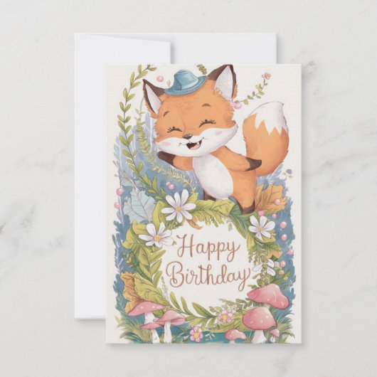 Little Simple Fox Verjaardag Kaart (Voorkant)