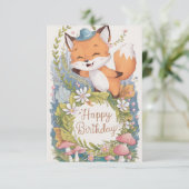 Little Simple Fox Verjaardag Kaart (Staand voorkant)