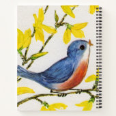 Little Singing Red en Blue Bird in Tree bloemen Notitieboek (Achterkant)