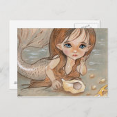 Little Sirenita Mermaid Shell Briefkaart (Voorkant / Achterkant)