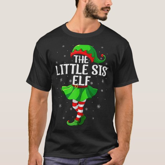 Little Sis Elf Christmas Girls Women Elf Squad Xma T-shirt (Voorkant)