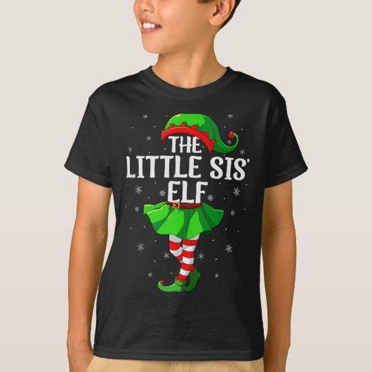 Little Sis Elf Christmas Girls Women Elf Squad Xma T-shirt (Voorkant)