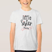 Little Sister Baby Aankondiging Naam & Monogram T- Tri-Blend Shirt (Voorkant)