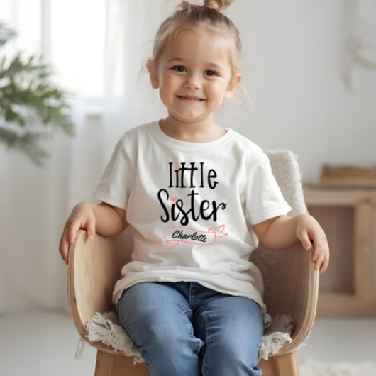 Little Sister Baby Aankondiging Naam & Monogram T- Tri-Blend Shirt