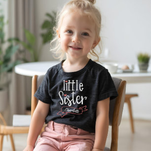 Little Sister Baby Aankondiging Naam & Monogram Tri-Blend Shirt