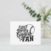 Little Sister Biggest Fan Baseball Briefkaart (Staand voorkant)