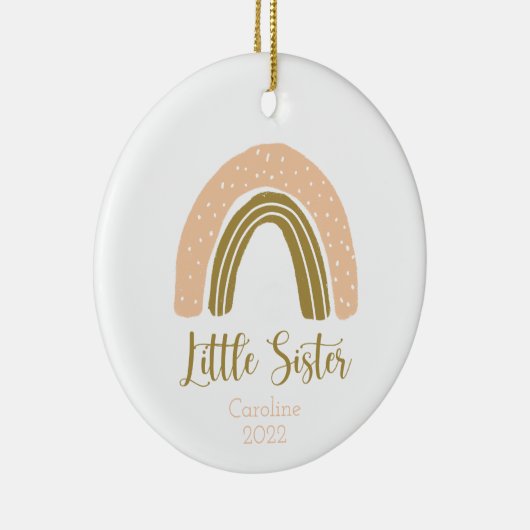 Little Sister Boho Rainbow Pink Gold gepersonalise Keramisch Ornament (Rechts)