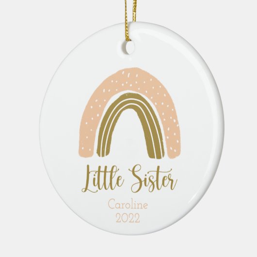 Little Sister Boho Rainbow Pink Gold gepersonalise Keramisch Ornament (Links)