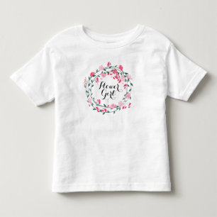 Little Sister Coral Peony Wreath Baby Girl Kinder Shirts