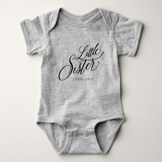 Little Sister Custom uitgerekende datum Romper (Voorkant)