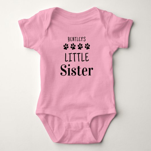 Little Sister Cute Personalized Pet Hondenliefhebb Romper (Voorkant)
