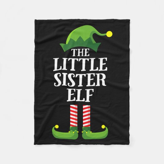 Little Sister Elf Matching Family Group Christmas Fleece Deken (Voorkant)