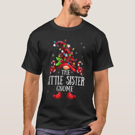 Little Sister Gnome Lights Red Plaid Matching Fami T-shirt (Voorkant)